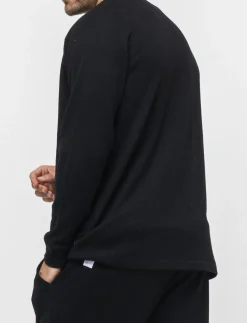 Piazza Italia T-shirt maniche lunghe struttura waffel in puro cotone - Nero Hot