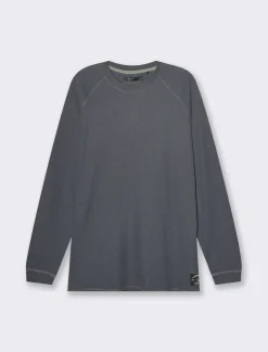 Piazza Italia T-shirt maniche lunghe struttura waffel in puro cotone - Avion Blu Discount