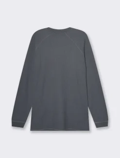 Piazza Italia T-shirt maniche lunghe struttura waffel in puro cotone - Avion Blu Discount