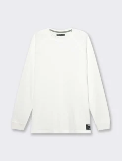 Piazza Italia T-shirt maniche lunghe struttura waffel in puro cotone - Bianco Best Sale