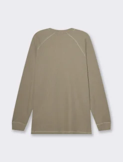 Piazza Italia T-shirt maniche lunghe struttura waffel in puro cotone - kaki Verde Hot