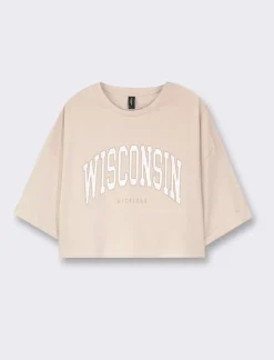 Piazza Italia T-shirt mezz manica girocollo vestibilità crop e spalla scesa con stampa - var 1 Sale