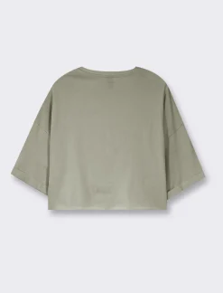 Piazza Italia T-shirt mezz manica girocollo vestibilità crop e spalla scesa con stampa - var 2 Clearance