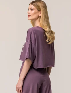 Piazza Italia T-shirt mezz manica girocollo vestibilità crop e spalla scesa con stampa - var 3 Clearance