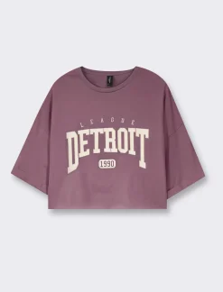 Piazza Italia T-shirt mezz manica girocollo vestibilità crop e spalla scesa con stampa - var 3 Clearance