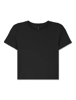 Piazza Italia T-shirt mezza manica girocollo con lavorazione a coste - Nero Online