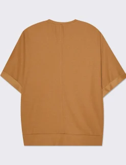 Piazza Italia T-shirt mezza manica girocollo con cintura in rilievo - Cammello Beige Outlet