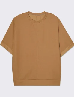 Piazza Italia T-shirt mezza manica girocollo con cintura in rilievo - Cammello Beige Outlet