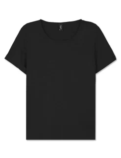 Piazza Italia T-shirt mezza manica in cotone modal effetto slub, vestibilità regular - Nero Sale