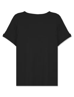Piazza Italia T-shirt mezza manica in cotone modal effetto slub, vestibilità regular - Nero Sale