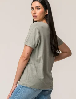 Piazza Italia T-shirt mezza manica in cotone modal effetto slub, vestibilità regular - Verdino Verde Flash Sale