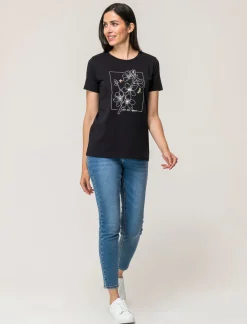 Piazza Italia T-shirt mezza manica vestibilità regular in tessuto fisso con stampa ed applicazioni gioiello - var 2 Cheap