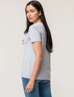 Piazza Italia T-shirt mezza manica vestibilità regular in tessuto fisso con stampa ed applicazioni gioiello - var 3 Best Sale