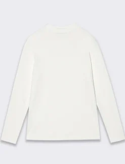 Piazza Italia T-shirt mezzo collo di interlock da bambina - Bianco sporco 0 Discount