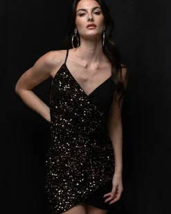 Piazza Italia Vestito asimmetrico con paillettes - Oro Cheap