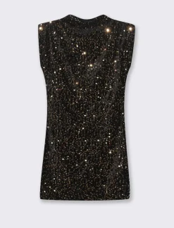 Piazza Italia Vestito con spalline in paillettes - Nero-oro Cheap