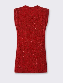 Piazza Italia Vestito con spalline in paillettes - Rosso Shop