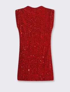 Piazza Italia Vestito con spalline in paillettes - Rosso Shop