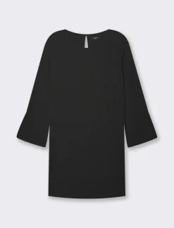 Piazza Italia Vestito corto manica lunga svasata con bottone.  - Nero New