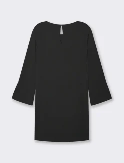 Piazza Italia Vestito corto manica lunga svasata con bottone.  - Nero New