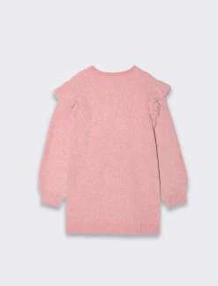 Piazza Italia Vestito da bambina con rouches in morbida maglia in ciniglia - Rosa Cheap