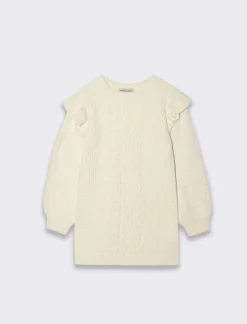 Piazza Italia Vestito da bambina con rouches in morbida maglia in ciniglia - Beige Online
