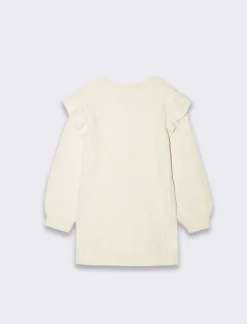 Piazza Italia Vestito da bambina con rouches in morbida maglia in ciniglia - Beige Online