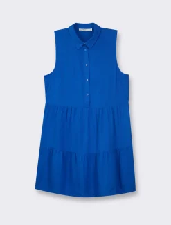 Piazza Italia Vestito fantasia con bottoni sul davanti - ette Blu Cheap