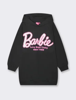 Piazza Italia Vestito in tessuto felpato con cappuccio e lavorazione in paillettes con logo barbie - Nero Sale