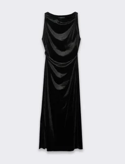 Piazza Italia vestito lungo effetto raso - Nero Clearance