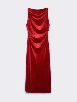 Piazza Italia vestito lungo effetto raso - Rosso Hot