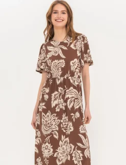 Piazza Italia Vestito lungo in tessuto crepe stampato con scollo tondo - var 2 Online