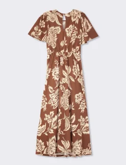 Piazza Italia Vestito lungo in tessuto crepe stampato con scollo tondo - var 2 Online