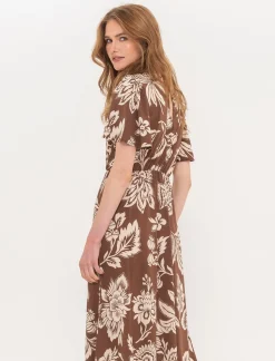 Piazza Italia Vestito lungo in tessuto crepe stampato con scollo tondo - var 2 Online