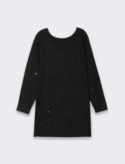 Piazza Italia Vestito maxipullover con filato di pailletes scollatura a V profonda sulla schiena - Nero Sale