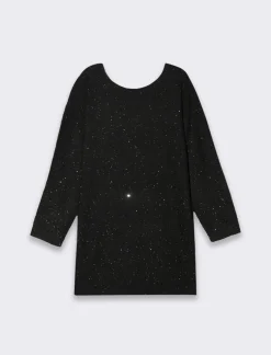 Piazza Italia Vestito maxipullover con filato di pailletes scollatura a V profonda sulla schiena - Nero Sale