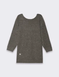 Piazza Italia Vestito maxipullover con filato di pailletes scollatura a V profonda sulla schiena - melange Grigio Store