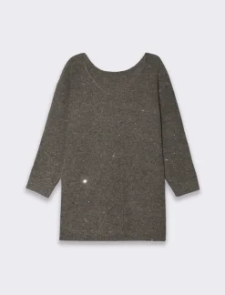 Piazza Italia Vestito maxipullover con filato di pailletes scollatura a V profonda sulla schiena - melange Grigio Store