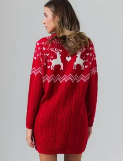 Piazza Italia Vestito midi in maglia lavorzione trecce e jaquard natalizio - var 1 Hot