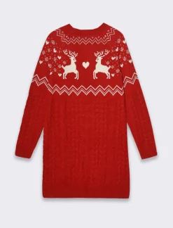 Piazza Italia Vestito midi in maglia lavorzione trecce e jaquard natalizio - var 1 Hot