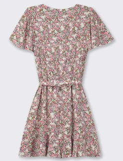 Piazza Italia Vestito mini stampato con rouches sul fondo e su manica, fusciacca in tessuto in vita - var 1 Best