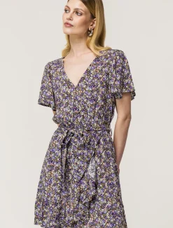 Piazza Italia Vestito mini stampato con rouches sul fondo e su manica, fusciacca in tessuto in vita - var 2 Fashion