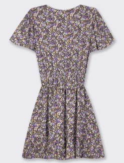 Piazza Italia Vestito mini stampato con rouches sul fondo e su manica, fusciacca in tessuto in vita - var 2 Fashion