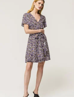 Piazza Italia Vestito mini stampato con rouches sul fondo e su manica, fusciacca in tessuto in vita - var 2 Fashion