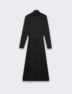 Piazza Italia Vestuto lungo con cintura manica lunga e collo alto - Nero Best