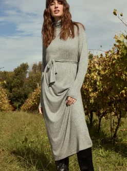 Piazza Italia Vestuto lungo con cintura manica lunga e collo alto - melange Grigio Discount