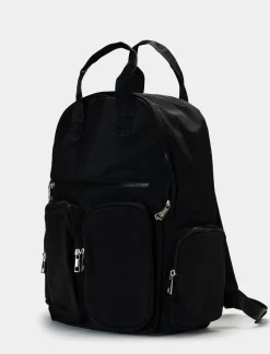 Piazza Italia Zaino in nylon da uomo con tasconi e zip - Nero Best